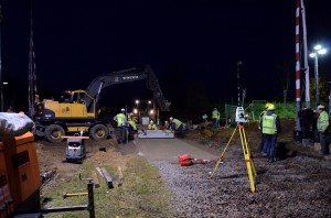 leggen raildraagplaat nieuwe overweg